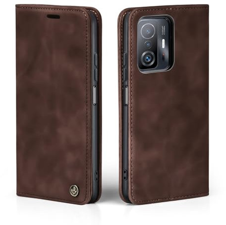 LBH Handyhülle für Xiaomi 11T / Xiaomi 11T Pro in Dunkelbraun mit Karten- und Geldfach Smartphone Hülle mit Standfunktion Flip Case Schutzhülle Magnetverschluss Vintage