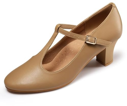 Asyusyu Scarpe da donna T-Strap Punta chiusa Latina Salsa Tango Danza Pratica Scarpa Studente Footlight Scarpe da ballo