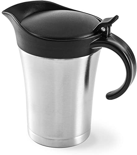 Large Stainless Steel Gravy Boat - 25 Ounce Double Wall Insulated Sauce Jug with Plastic Hinged Lid