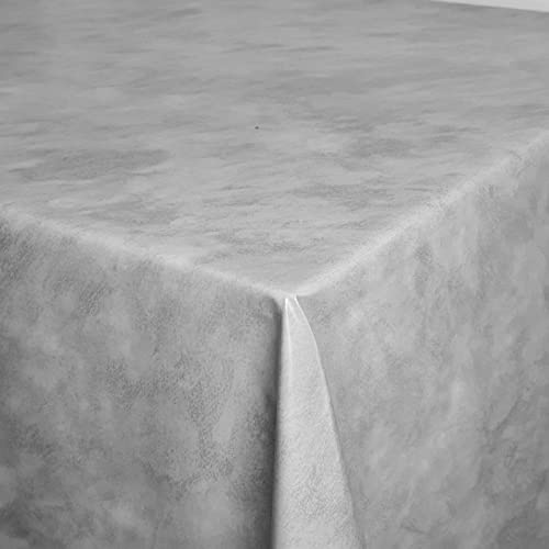 Wachstuchtischdecke Leicht Marmoriert Grau Rechteckig 130 x 240 cm | abwaschbare Tischdecke, Gartentischdecke, wasserabweisend, gefaltet