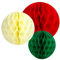 Talking Tables BC-NUT-HONEYCOMB weiße, Weihnachtsdekoration – Packung mit 3 hängenden Papier-Wabenbällen für Weihnachten, Party, Geburtstag, Rot-Creme-grün, Large
