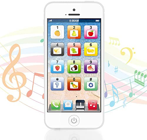 Baby Toy Phone for 1-4 Year Olds, Interactive Learning Mobile with Light-Up Features, Early Education Toy for Toddlers, Birthday for Boys & Girls (White)