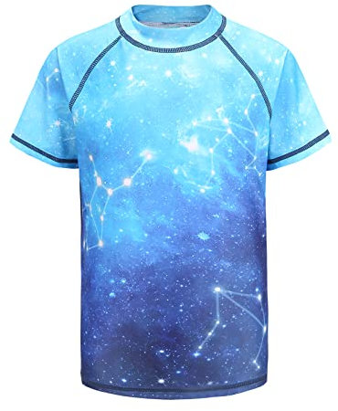 Jungen Kurzarm Schwimmshirt Kinder Schnelltrocknendes Badeshirt Rashguard Badeanzug UV Shirt 170/15-16 Jahre