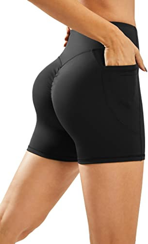 Persit Sport-Shorts Damen Sommer Kurze Sporthose High Waist Radlerhose Po Push Up Leggings Yoga Fitness Laufshorts Schwarz S