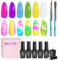 Beetles Gel Nail Polish Kit with 5 Colors, Summer Trendy Colors for Spreading Effect Marble Natural Stone Watercolor Floral Print Soak off Nail Gel Diy Nail Art Design Manicure