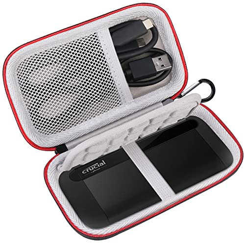 Lacdo Funda Disco Duro Externo para Crucial X8 Portable SSD 1TB 2TB 4TB 500GB USB 3.2 Bolsa de Viaje Protectora Transporte Antigolpes Estuche Rígido, Negro+Gris