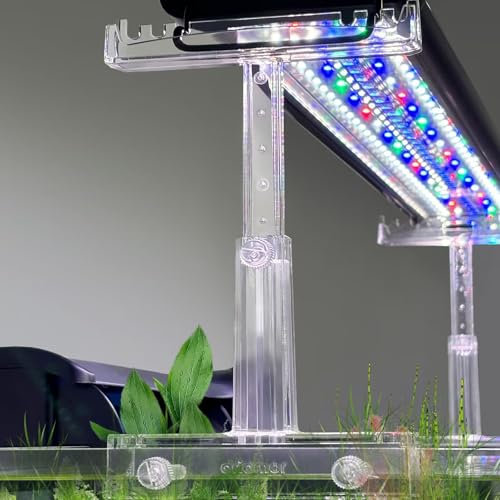 driamor Soporte de luz de acuario ajustable, acrílico transparente para pecera, soporte elevador de luz LED, kit de 2 soportes transparentes para luz de ancho de 2.34 a 4.7 pulgadas con soporte