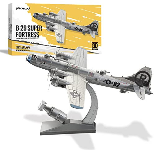 Piececool 3D Puzzle Metall Flugzeug Modell B-29 Bomber Superfestung, 3D Metall Puzzle für 340 Edelstahl, Ganzes Metall, 1:1 Wiederherstellen, Geburtstagsgeschenk, Modellbausatz Erwachsene, 150 Teile