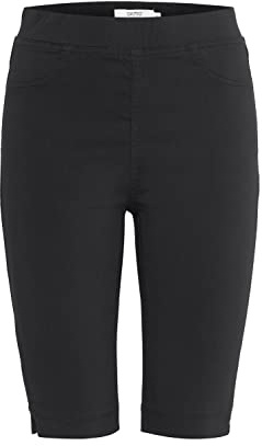 OXMO OXDITRINE Damen Chino Shorts Radlerhose Knielange Hose aus Viskose elastischer Bund Skinny-Fit, Größe:M, Farbe:Black (200451)
