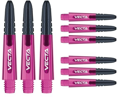 WINMAU Dart Shaft - Vecta Polycarbonat Dartschäfte - 1 Set pro Packung (insgesamt 3 Dart-Schäfte) - Professionelles Dartzubehör - Pink & Schwarz Kurz Schäfte