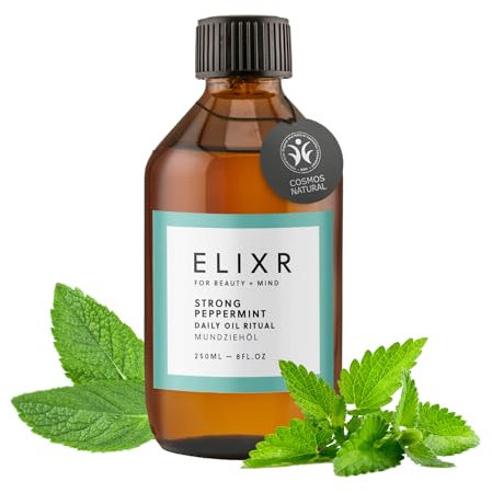 ELIXR - Orgánico para la boca Strong Peppermint - Peppermint - enjuague bucal ayurvédico natural - Aceite dental, aceite bucal y aceite para enjuagar la boca - Aceite para tirar, aceite para el