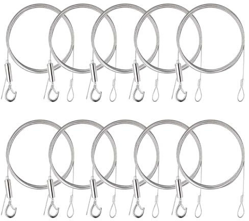Hwtcjx Picture Hanging Wire Rope, Picture Hanging Chain, 1.5mmx1m, 10 PCS | Mirror Chain,Stainless Steel Wire Rope,Cable Suspension Kit,Hold Up to 20kg for LED Panel,Lights,Heavy-Duty Lighting