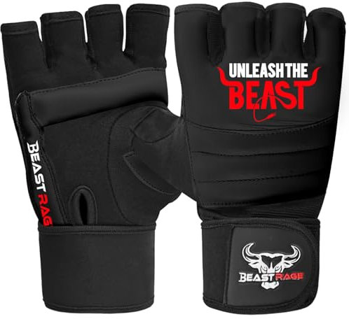 BEAST RAGE MMA Boxhandschuhe Karate Mitts Handschuhe für Männer und Frauen, Punch Bag Taekwondo Half Finger Kickboxing Sparring Martial Arts Boxing Training Gloves