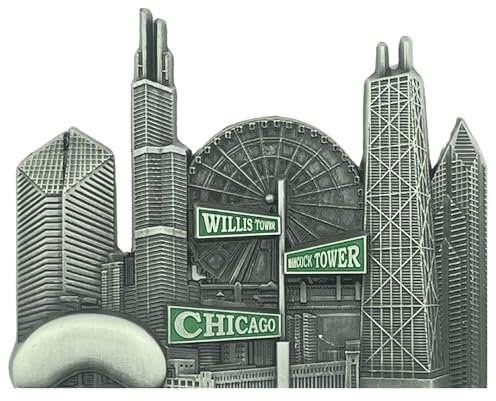 Mad Mags Chicago Skyline Magnet, Stadtbild, magnetischer Aufkleber für Kühlschrank und Büro, Souvenir oder Geschenk, 5,7 x 7,6 cm, 1886CH