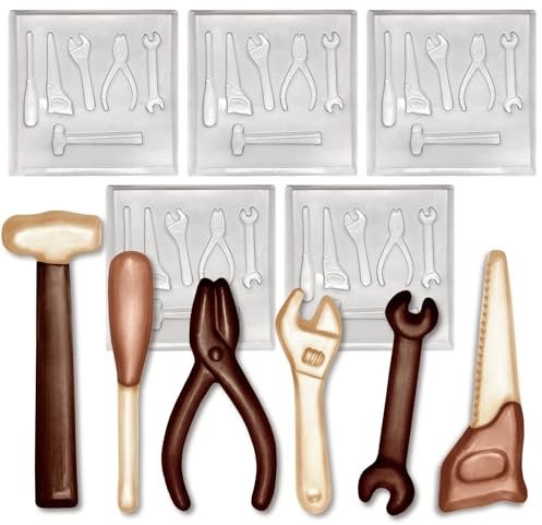 Plastic Mould for Making Chocolate Tools - Father's Day Gift Set - Hammer, Screwdriver, Spanner, Pliers, Wrench, Saw - 100g - Set of 1 or 5