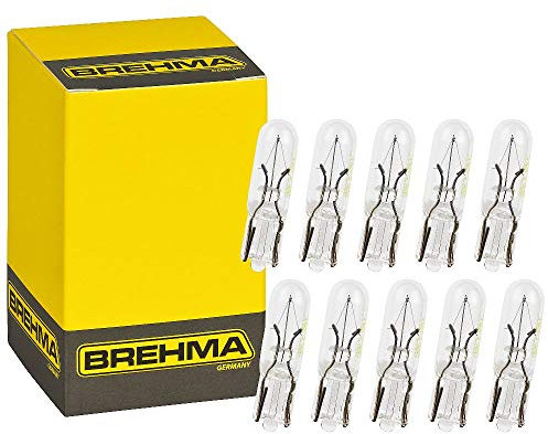 BREHMA 10x T5 Glassockellampe W2x4.6d 12V 2,3W W2,3W mit E Prüfzeichen
