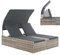 Juskys Chaise Longue Double en polyrotin Syros - Transat de Jardin pour 2 Personnes - Chaise d'extérieur avec auvent et Coussins - Appuie-tête réglable - Gris chiné