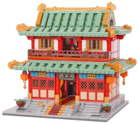 Geniteen Building Blocks Set, Chinese Architecture,Tang Dynasty Series 3, Building Set Model Kit and Gift for Kids and Adults Gift for Birthday, Christmas and New Years (Library Pavilion)