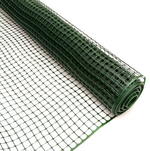 1m x 5m Green Plastic Mesh Barrier Fencing Roll Heavy Duty 250gsm Safety Garden Fences Plant Support Tree Guards Mesh for Climbing Plants Vegetables Reusable Netting