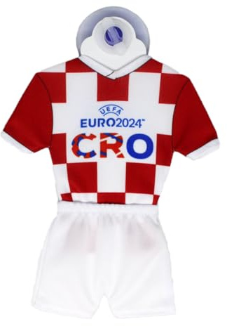 UEFA Euro 2024 Mini-Kit/Mini-Trikot 17x14cm, mit Saugnapf, Fussball Fanartikel, Europameisterschaft, offizielles Lizenzprodukt, Geschenkartikel - Kroatien - Design