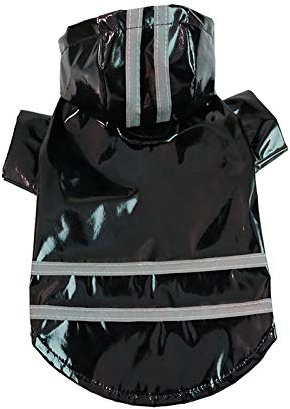 Namzi Hunde-Regenmantel, Hundeponcho mit transparenter Kapuze und 2 Beinen, wasserdichte Hundejacke mit reflektierenden Streifen für kleine, mittelgroße und große Hunde (Schwarz, S)