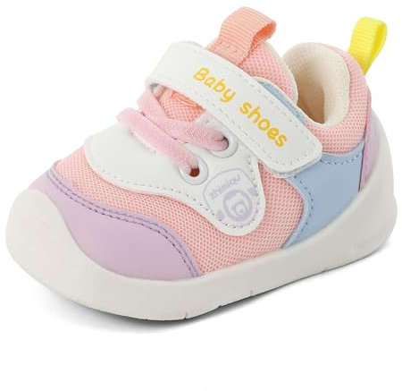 Cheerful Mario 1-3 Année Baskets Bébé Fille Garçon Chaussures Premiers Pas Bebe Respirant et Antidérapant Rose-A 18 EU