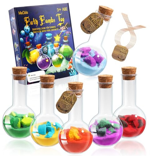 MeCids Bath Bombs for Kids 6 Pack Organic | Nontoxic | Fizzy Bath Bomb, Scientific & Magical Potion Bath Bombs Kit for Boys Girls Birthday Christmas