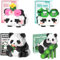 LURNODY 4 Stücke Panda Bausteine Set, 2 in1 Mini Tiere Bausteine Set, Panda Klemmbausteine Building Block Set, Robust Und Stabil, Panda Geschenk, Geeignet Zum Basteln für Kinder und Erwachsene