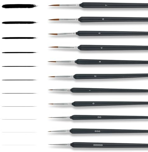 Set de Pinceles Finos, 11 Piezas para Escuela, Acuarela, Modelismo, Pintar por Números. Pinceles para Artistas y Detalles
