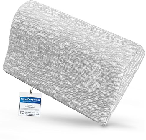 sositex | 1 Premium Kissen für Sauna, Hängematte, Strand, Nackenstütze, Reisekissen | Design: Wave | Maße: 30 x 20 cm, Bezug100% Leinen, Polster PUR (Grey/White)
