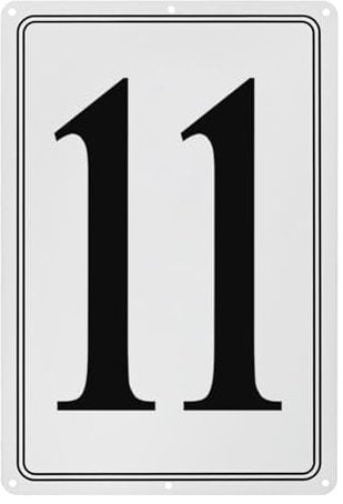 M METERXITY Aluminum Number Sign 11, 11.8 Inch House Numbers and Metal Letters, Parking Spot Letter Signs, Metal Letter Wall Decor for Garden/Door/Mailbox [Black Text On White]