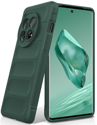 BonYonka Silicone Case for OnePlus 12, Green | Shockproof Wave Design, Anti-Scratch Microfiber Lining, Silky Soft-Touch Finish, Military Grade Drop Protection