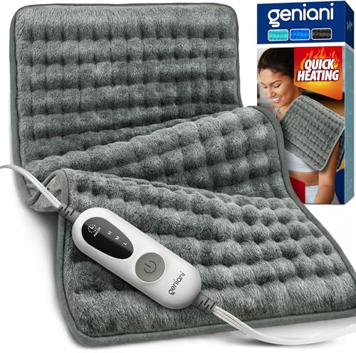 GENIANI Heat Pad for Back Pain and Cramp Relief, Automatic Shut-Off, Machine Washable, Wet Heating Pad for Neck and Shoulder, Birthday Gifts for