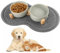 Gamelle Chat Surélevée 2x400ML, Gamelle pour Chien avec Bambou Support et Tapis Antidérapant, Double en Ceramique Bol, Gamelle Chien Chat, Surelevee Céramique pour Chiens de Petite et Moyenne Taille