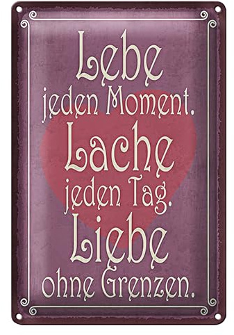 Dekoratives Blechschild 'Lebe, Lache, Liebe' | Inspirierende Lebensweisheiten in stilvollem Design für Zuhause | 12 cm x 18 cm