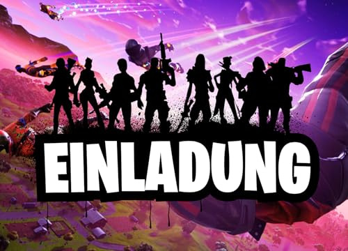ZETTMANN Gaming Einladungskarten Kindergeburtstag – 10er Set – Battle Royal Party Einladungen für Jungen – Level Up & Victory Style – Premium Druck DIN A6