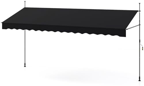 RELAX4LIFE Klemmmarkise, Markise Balkon ohne Bohren, 400 cm breit, mit Handkurbel, UV-beständig Balkonmarkise höhenverstellbar Sonnenschutz (Schwarz)