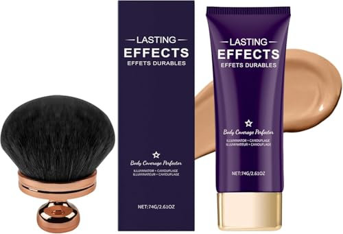 All-Over Complexion Perfector, Body Coverage Perfector mit Extra großer Körper Make-up-Pinsel, Tattoo Abdeckung Wasserfest, Bein und Körper Narbe Abdeckung Make-up (Natürlich)