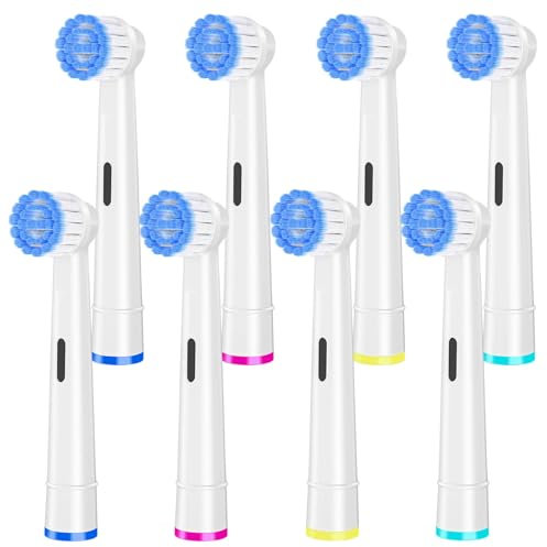 Pro Sensitive Gum Care Aufsteckbürsten kompatibel mit Oral-B Elektrische Zahnbürsten, 8er ultra-dünne Borsten Zahnbürstenkopf für sanfte Zahnreinigung, Weiß