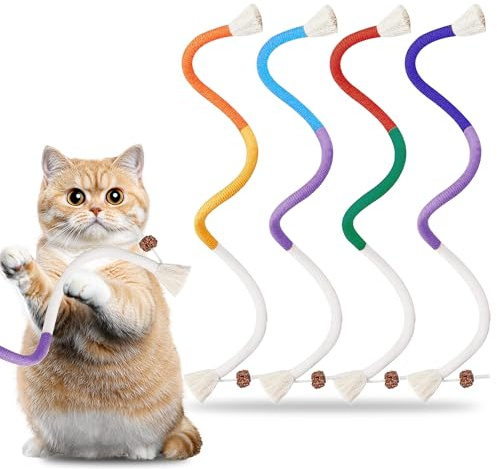 RTSHUK Katzenspielzeug Beißseil, 4 Stück Katzen Beißseil Interaktives Kauspielzeug Katze Zahnreinigung Katzenspielzeug Seil 70cm für Katzen Zahnpflege und Gegen Mundgeruch