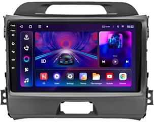 9 Android 15 Pantalla Táctil Radio 2 DIN Coche Pantalla para KIA SPORTAGE 2011-2016 con Enlace Espejo/GPS/FM/BT/Ventilador de refrigeración/Reproductor Multimedia(8+256G)