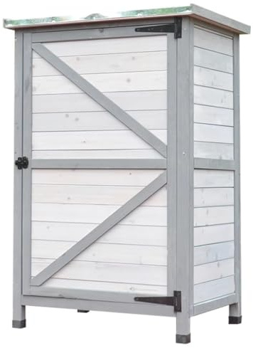 Gartenhaus aus Holz – wetterfester Aufbewahrungsschrank für Werkzeuge, kompakter Mehrzweckschrank, langlebige Werkzeugbox, Aufbewahrungslösung (grau)