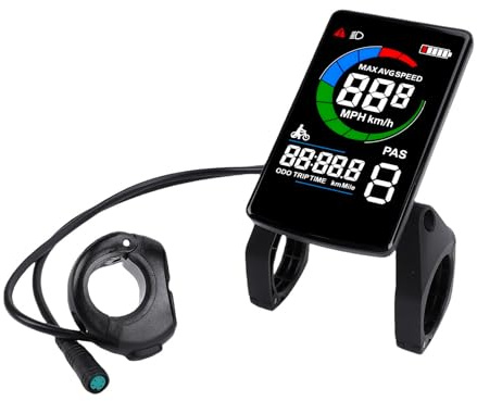 Depisuta Elektrofahrrad-LCD-Display, E-Bike-Display, Messgerät, Bedienfeld, Bildschirm mit Wasserdichtem 5-poligem Anschluss für 22,2 Mm Lenker, Elektrofahrräder, Tachometer,