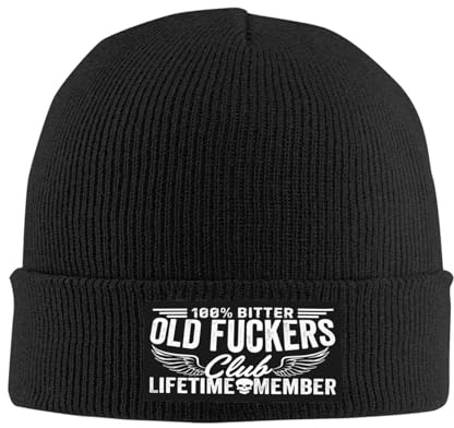 NLWQEKV Old Fuckers Club Beanie Vintage 100% Bitter Lifetime Member Strickmütze
