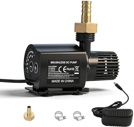 12V Wasserpumpe mit Drehzahlregelung, 800L/H Tauchpumpe Wasserpumpe & 5M Förderhöhe, 5-Gang-Drehzahlregelung Mini Pumpe Wasser für Springbrunnen, Schwimmbecken, Teichpumpe, Aquarium Pumpe