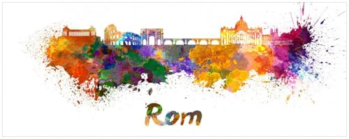 Wallario Küchenrückwand selbstklebend 115 x 50 cm, Motiv: Städte als Aquarell - Skyline von Rom | Spritzschutz abwischbar & pflegeleicht