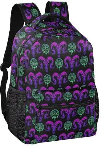 ALAZA Children's Backpack, Schoolbag Goth Mystical Ram Skull Large Capacity Students Bookbag Rucksack Knapsack for Boys Girls