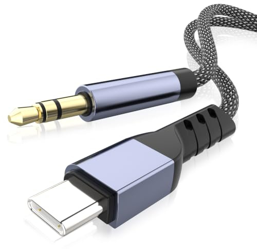 YISH Cable Jack a USB C - 3.5mm Cable Auxiliar Coche Tipo C 1M Con Chip DAC de Alta Fidelidad, Carcasa Aluminio Trenzado Nylon Compatible Con iPhone 17 16 Samsung S26 S25 Altavoces Coche Auriculares