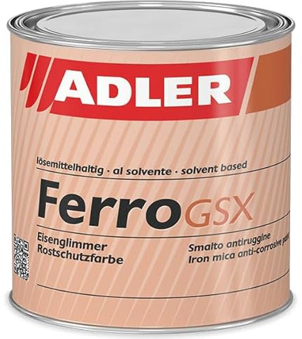 ADLER Ferro GSX - 3in1 Rostschutz Grundlack Decklack - RAL9007 Graualuminium 2,5 L - extremer Korrosionsschutz durch spezielle Eisenglimmer-Pigmentierung, auch für Blechdächer, Stahlkonstruktionen - Metalllack