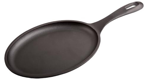 Victoria Fajita Skillet Griddle Pan Seasoned Cast Iron Induction 25 x 18 cm, Suitable for Fire, Barbecue, Oven, Hob Ceramic, Gas, Cast Iron Skillet, Toxic Free Without PTFE or PFOA